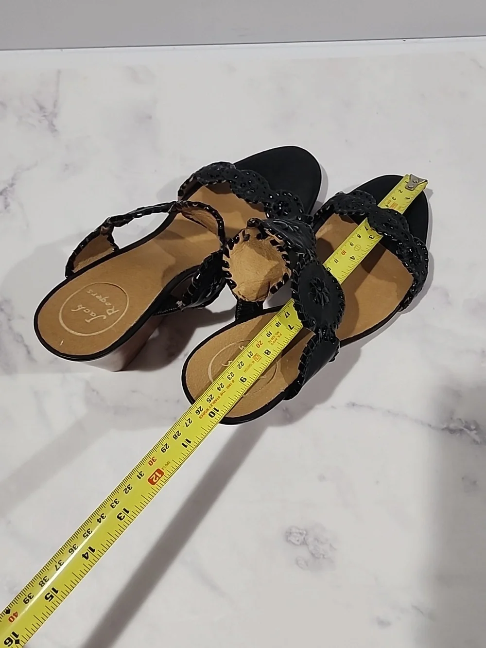 Jack Rogers Wedge Heel Woman’s Sandals Black  Faux Leather
